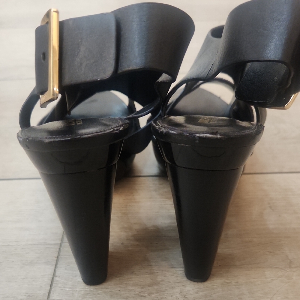 Michael Kors Platform Heels – Black Leather & MK Logo Strap – Women’s Size10 - Picture 4 of 7